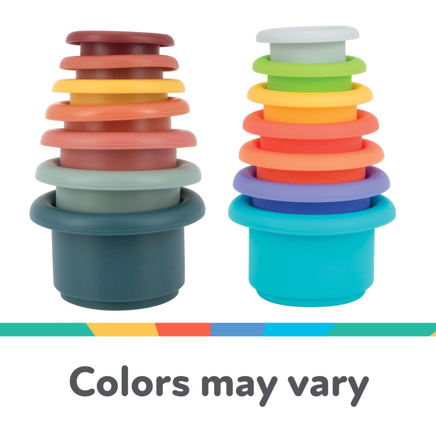 Nuby Silicone Stacking Cups - 7-Piece Toddler Toy for Fine Motor Skills & Sensory Play, 12+ Months