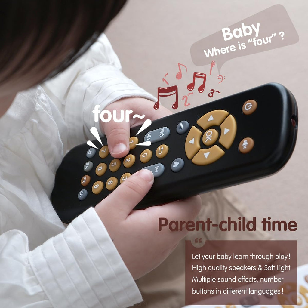 Nueplay Realistic Remote Toy for Toddlers – Lights, Music & Trilingual Number Learning (Ages 1-3, Black)