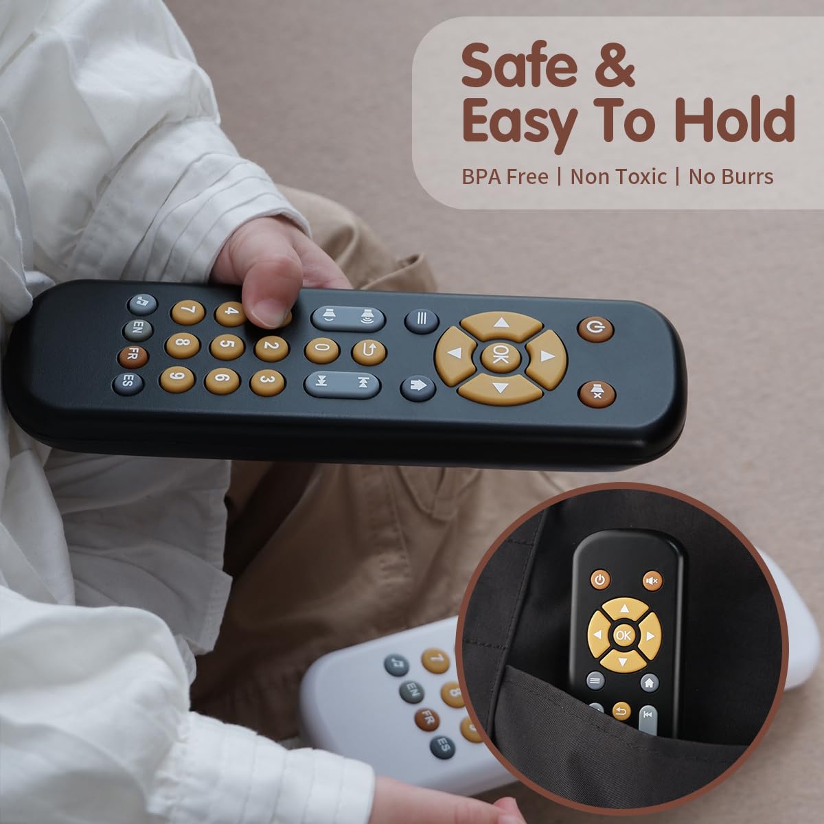 Nueplay Realistic Remote Toy for Toddlers – Lights, Music & Trilingual Number Learning (Ages 1-3, Black)