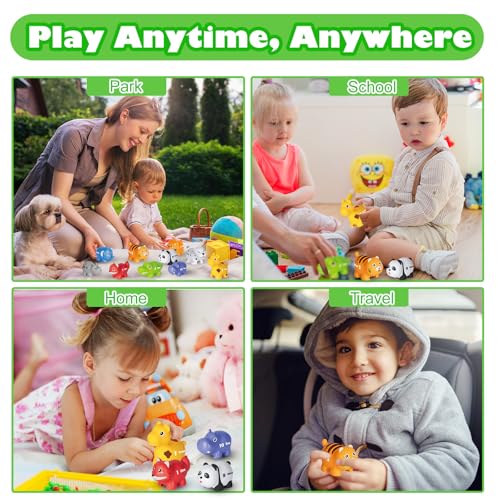 Number Matching Game for Toddlers 2-4, 20 Pieces with 10 Animal Figures, Double-Sided Numbers & Words, Montessori Toy