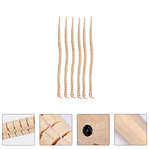 NUOBESTY Unfinished Wooden Wiggly Snakes – 6-Pack Jointed Snake Craft Kit for Painting, 11.8-Inch Flexible Wood Toys for DIY Art Projects and Party Favors