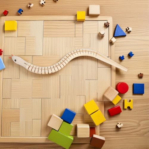NUOBESTY Unfinished Wooden Wiggly Snakes – 6-Pack Jointed Snake Craft Kit for Painting, 11.8-Inch Flexible Wood Toys for DIY Art Projects and Party Favors