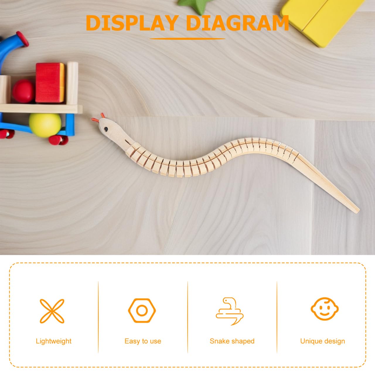 NUOBESTY Unfinished Wooden Wiggly Snakes – 6-Pack Jointed Snake Craft Kit for Painting, 11.8-Inch Flexible Wood Toys for DIY Art Projects and Party Favors
