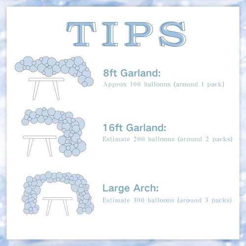 NUTTYBASH 103-Piece Blue and Silver Balloon Arch Kit for Parties and Events