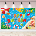 NUTTYBASH Pool Party Birthday Decorations - 72x44 Inch Backdrop Banner for Summer Hawaiian Theme Parties