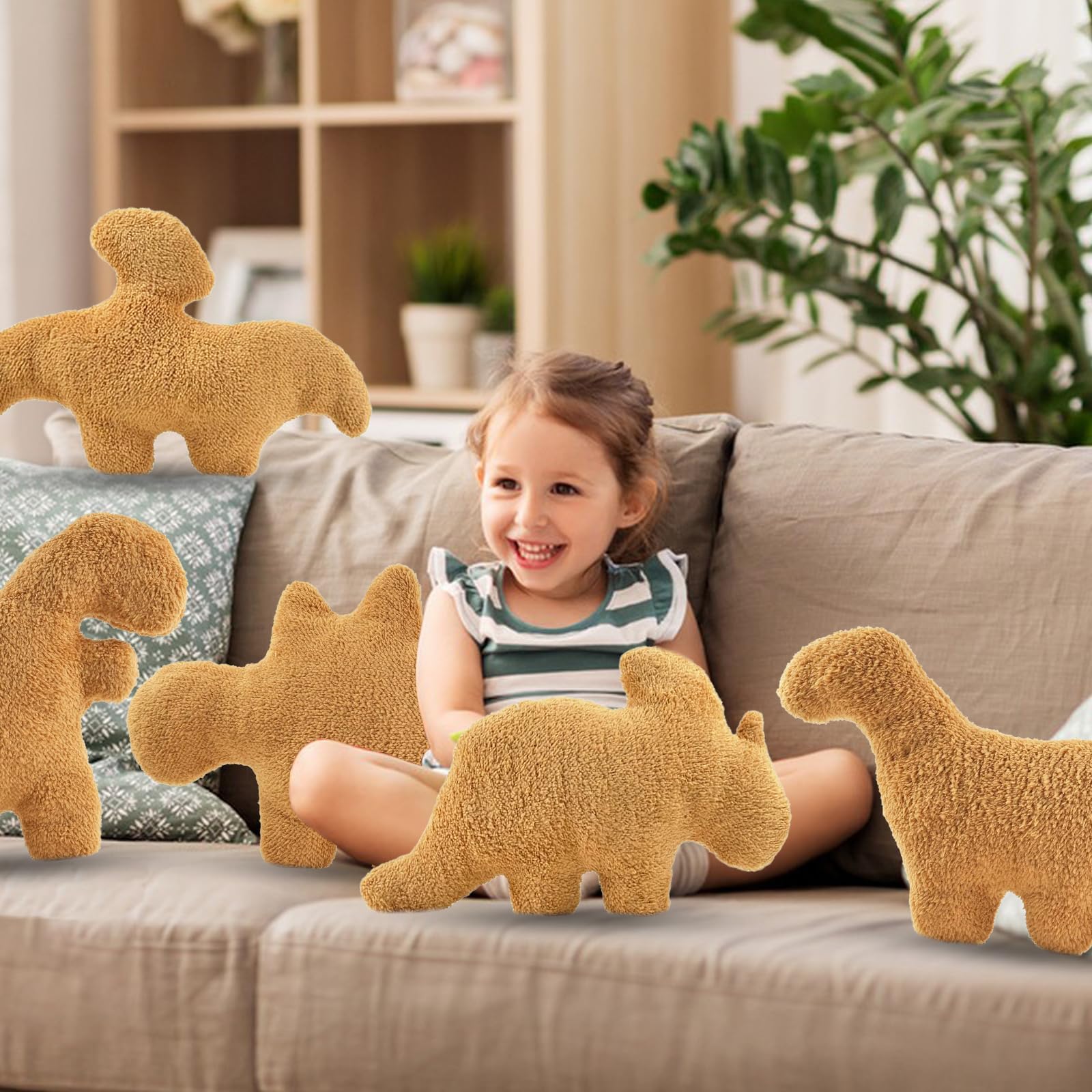 NXCHIZS Dino Nugget Pillow Plush - Funny Chicken Nugget Plushie for Kids Room Decor and Birthday Gifts