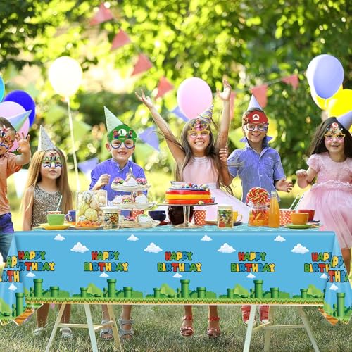 Nyhpar 3-Pack Video Game Tablecloths – Plastic Disposable Table Cover for Game Theme Birthday Party Decorations, 86.6 x 51.2 in