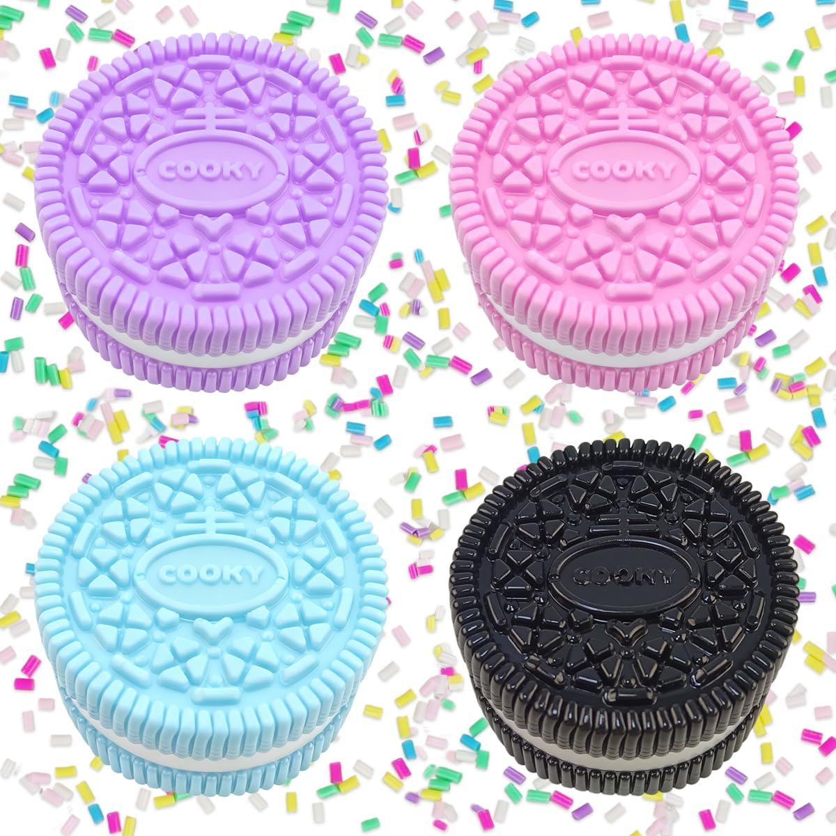 OCBTOW 4 Pack Taba Cookie Squeeze Toys – Soft TPR Stress Relief Fidget Toys for Kids and Adults, Party Favors