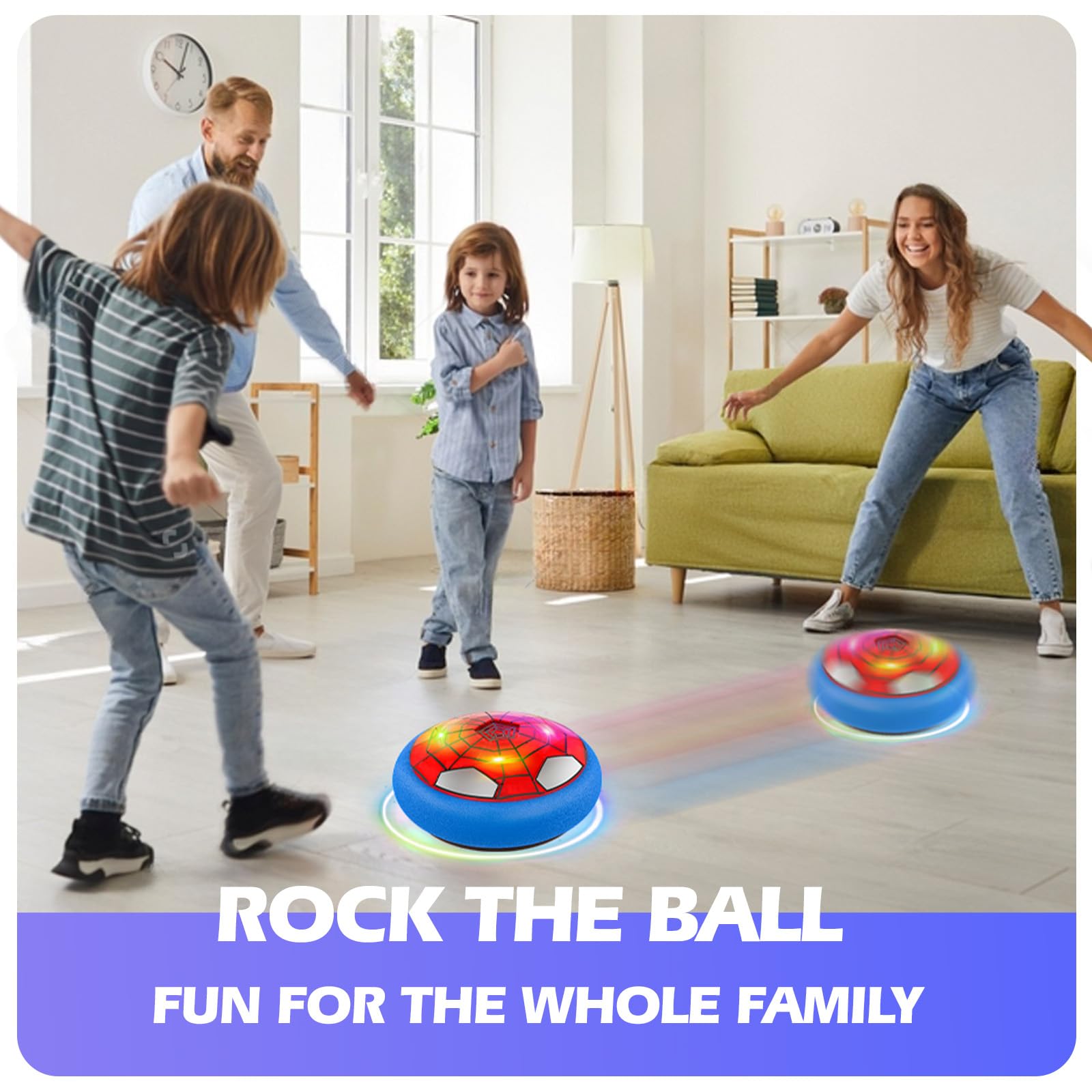Ocditikl Hover Soccer Ball with LED Lights & Foam Bumper – Air Floating Soccer Toy for Kids Ages 5-12