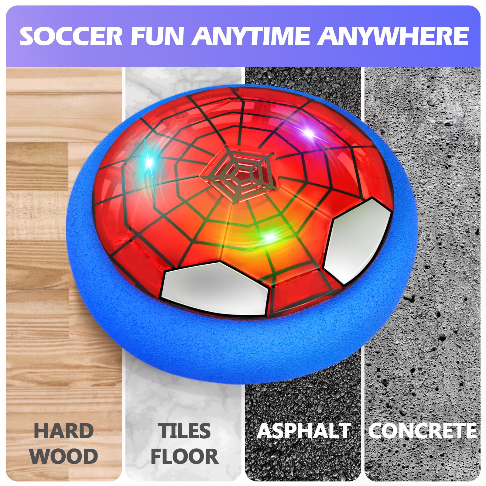Ocditikl Hover Soccer Ball with LED Lights & Foam Bumper – Air Floating Soccer Toy for Kids Ages 5-12