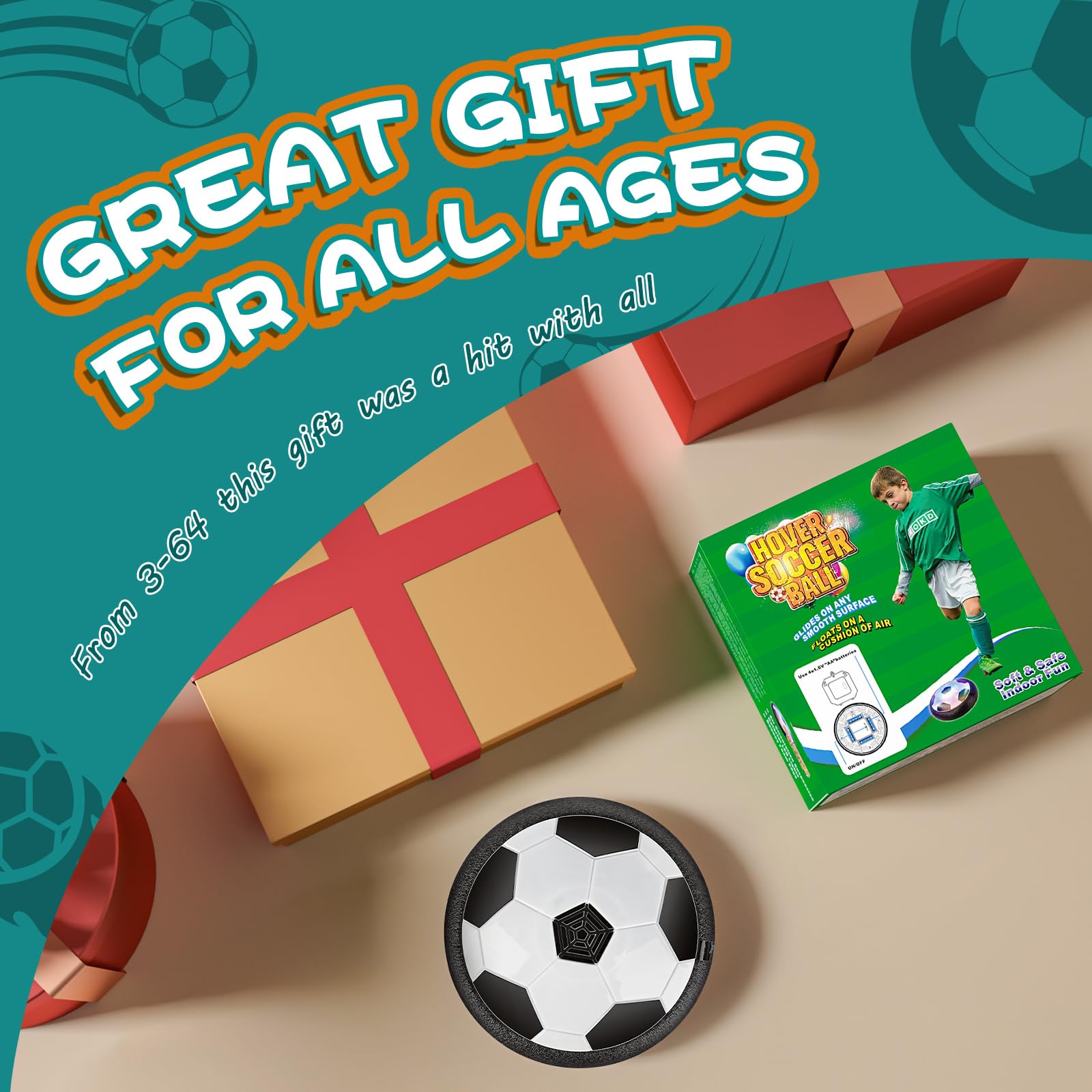 Ocditikl LED Hover Soccer Ball – Light Up Toy for Kids Ages 4-12, Indoor Floating Disc with Foam Edge, Includes Batteries