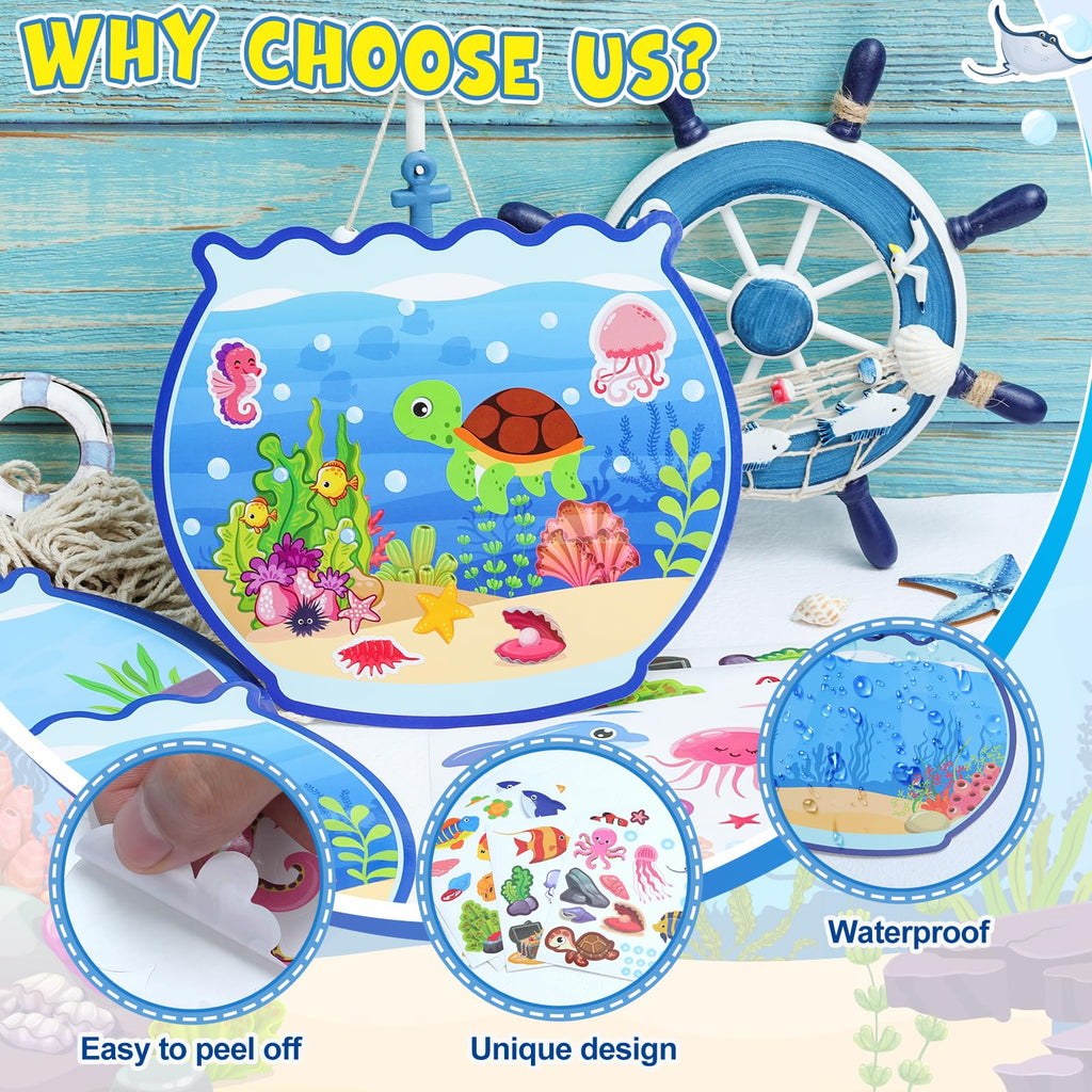 Ocean Animal Sticker Craft Kit - 24 Sets of DIY Under the Sea Scenes for Kids