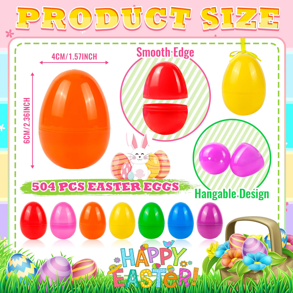 OCTERIC 120-Pack 2.3" Fillable Plastic Easter Eggs in 7 Colors for Egg Hunts, Party Favors, and Classroom Prizes