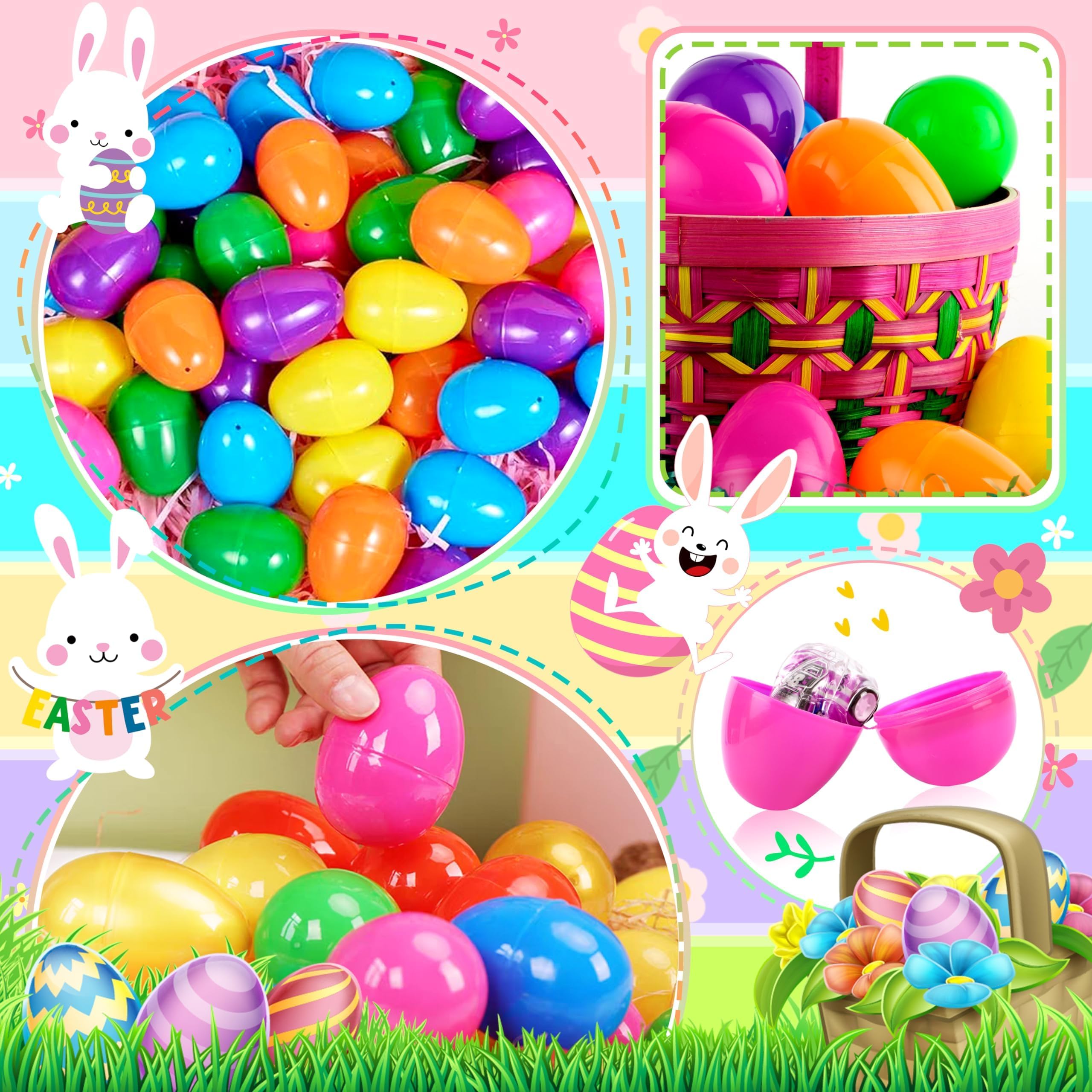 OCTERIC 120-Pack 2.3" Fillable Plastic Easter Eggs in 7 Colors for Egg Hunts, Party Favors, and Classroom Prizes