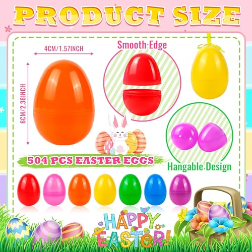 OCTERIC 120-Pack 2.3" Fillable Plastic Easter Eggs in 7 Colors for Egg Hunts, Party Favors, and Classroom Prizes