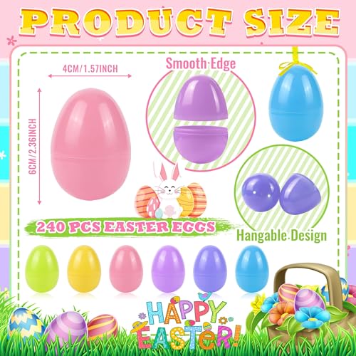 OCTERIC 120-Pack Fillable Plastic Easter Eggs - Pastel, 2.3", Bulk for Hunt, Basket, Party, Classroom