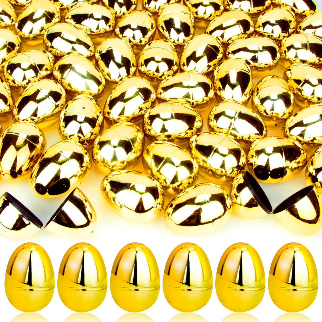 OCTERIC 36-Pack Shiny Golden Plastic Easter Eggs (2.3 inch) – Fillable Empty Eggs for Hunts, Baskets, and Party Favors