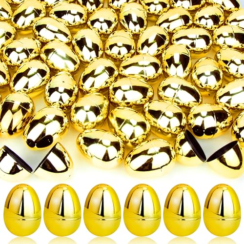 OCTERIC 36-Pack Shiny Golden Plastic Easter Eggs (2.3 inch) – Fillable Empty Eggs for Hunts, Baskets, and Party Favors