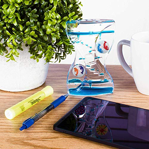 OCTTN 3-Pack Sensory Liquid Motion Bubbler Timers – Hourglass Desk Decor in Blue, Green, and Pink