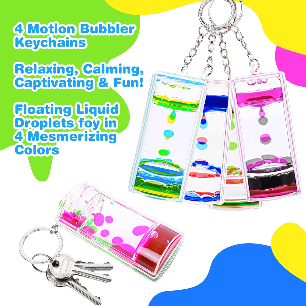OCTTN 6-Pack Liquid Motion Bubbler Keychains – Colorful Hourglass Timer Fidget Toy for Stress Relief, Portable Keychain Set for Adults & Kids 5+