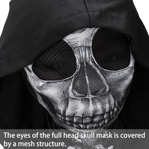 ODESABO Kids Skeleton Costume – Hooded Jumpsuit with Mask for Halloween