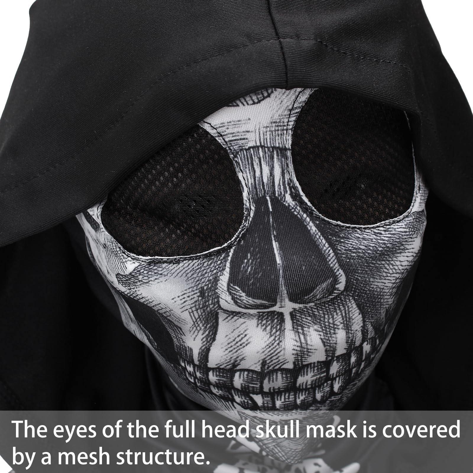 ODESABO Kids Skeleton Costume – Hooded Jumpsuit with Mask for Halloween