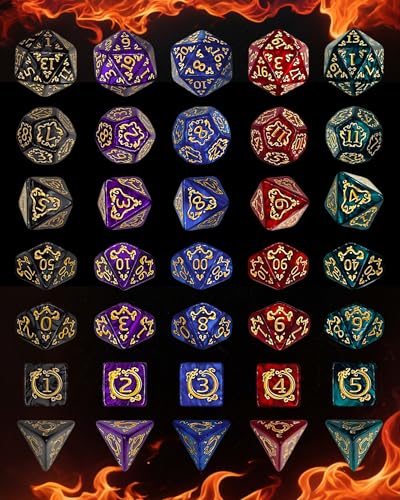 ODINROLL 42 Polyhedral Dice Set: 6 Full Sets with D20, D12, D10, D8, D6, D4 and Storage Pouch