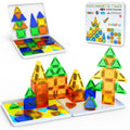 Odjas Mini Magnetic Tiles Travel Set 42-Piece with Case, Bonus Sudoku Game, STEM Learning Toy for On-the-Go Play