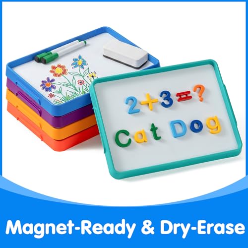 Odoorgames Magnetic Dry Erase Board for Kids – 13.2" x 10" Stackable Tray with Handle – Blue