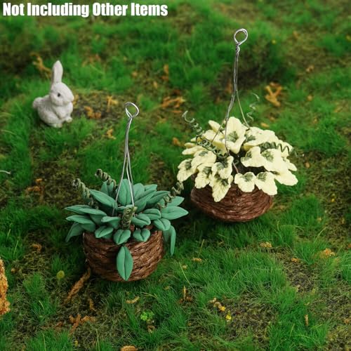 Odoria 1/12 Miniature Hanging Plants - 2 Resin Potted Plants for Dollhouse Decor
