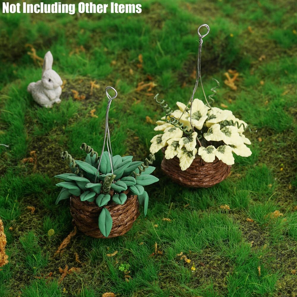 Odoria 1/12 Miniature Hanging Plants - 2 Resin Potted Plants for Dollhouse Decor