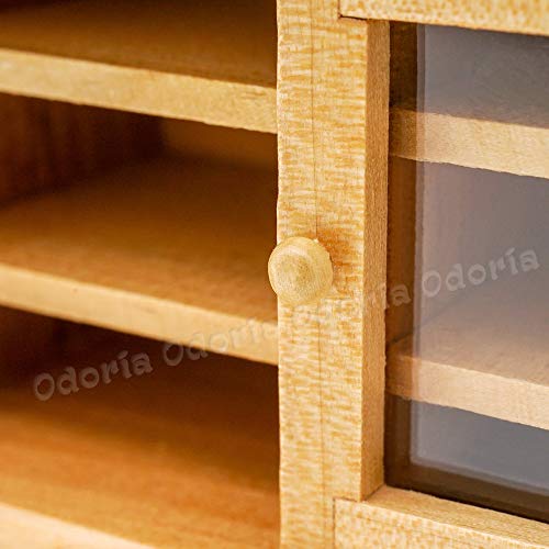 Odoria 1/12 Miniature TV Stand with TV and Remote for Dollhouse Living Room, Burlywood