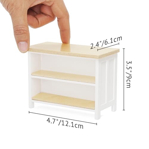 Odoria 1/12 Scale Dollhouse Kitchen Island – Miniature Dining Table with Storage Shelves in Natural Wood