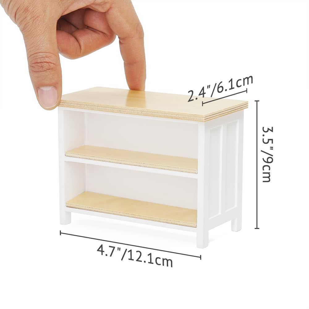 Odoria 1/12 Scale Dollhouse Kitchen Island – Miniature Dining Table with Storage Shelves in Natural Wood