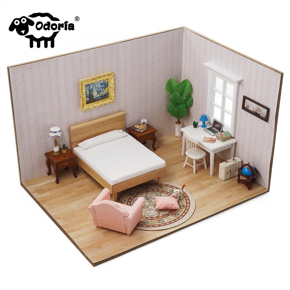 Odoria 1/12 Scale Dollhouse TV Stand with Television – White Miniature Living Room Furniture