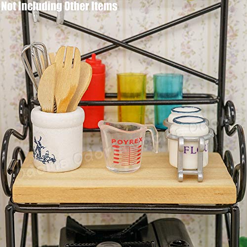 Odoria 1/12 Scale Miniature Bakers Rack - Black Metal & Wood Dollhouse Kitchen Decor