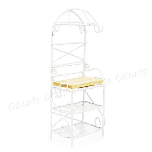 Odoria 1/12 Scale Miniature Bakers Rack for Dollhouse Kitchen - White Metal and Wood