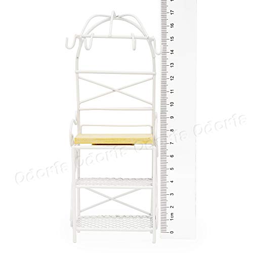 Odoria 1/12 Scale Miniature Bakers Rack for Dollhouse Kitchen - White Metal and Wood