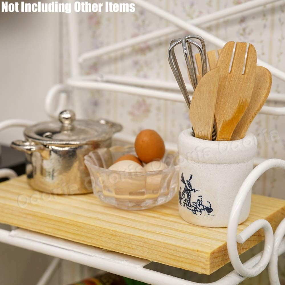 Odoria 1/12 Scale Miniature Bakers Rack for Dollhouse Kitchen - White Metal and Wood