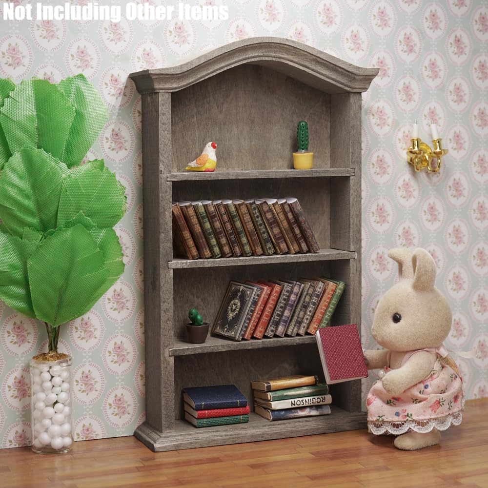 Odoria 1/12 Scale Miniature Bookshelf for Dollhouse – 3.7x1.1x6.1 Inch Retro Bookcase