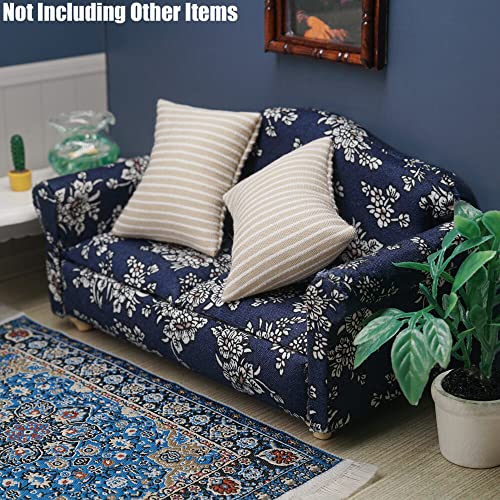 Odoria 1/12 Scale Miniature Couch – Dark Blue Dollhouse Sofa for Living Room Scenes