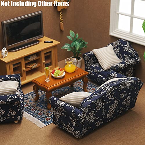 Odoria 1/12 Scale Miniature Couch – Dark Blue Dollhouse Sofa for Living Room Scenes