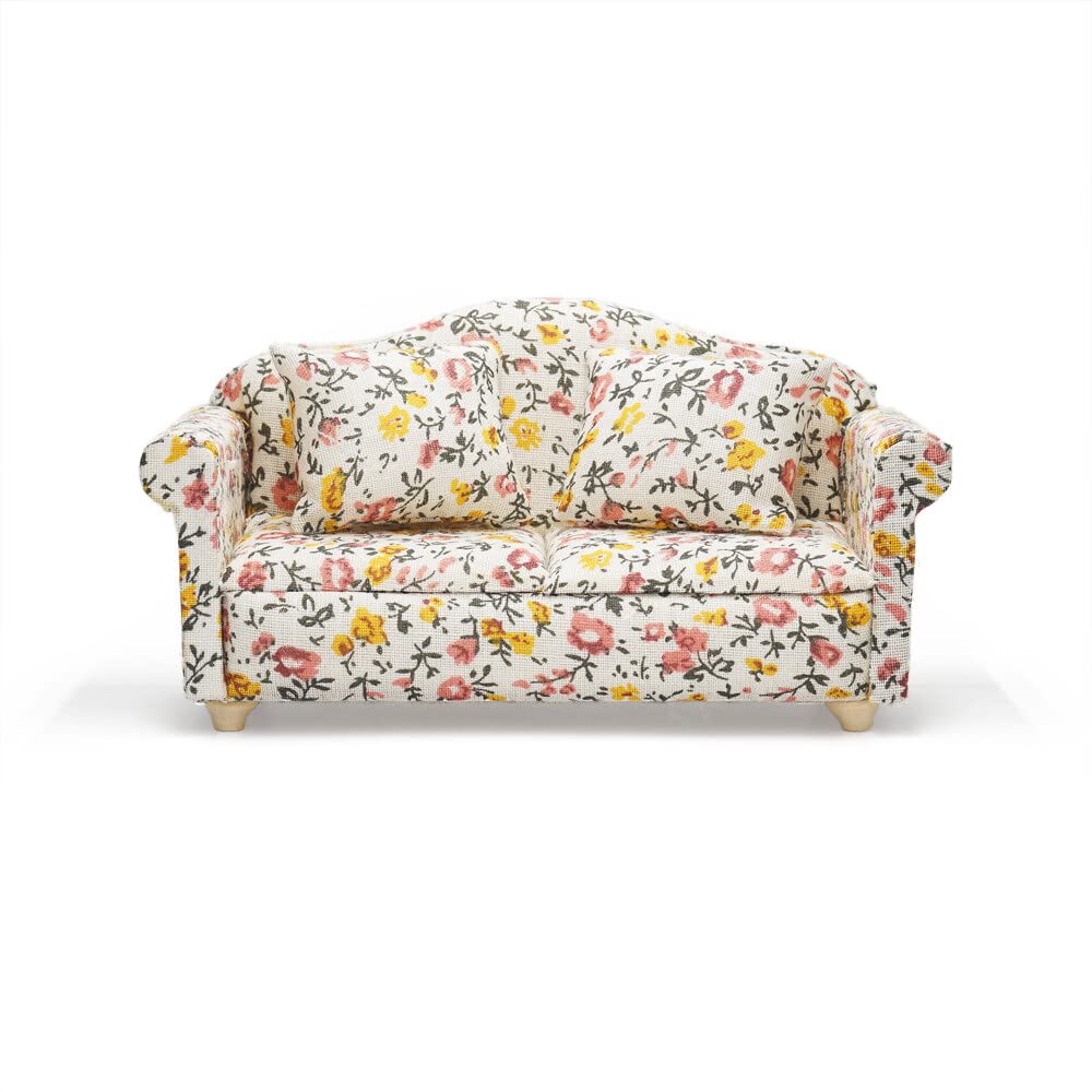 Odoria 1/12 Scale Miniature Couch with Floral Pattern for Dollhouse Living Room