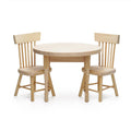 Odoria 1:12 Scale Miniature Wooden Dining Table & 2 Chairs for Dollhouse Kitchen - Unpainted Burlywood