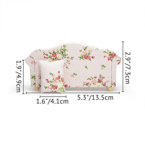 Odoria Pink Miniature Couch Sofa for 1/12 Scale Dollhouse Furniture