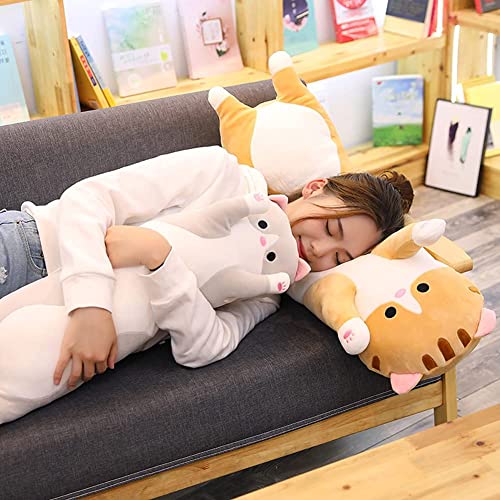Oeonuas 19-Inch Gray Cat Plush Pillow – Long Body Cuddle Toy for Kids