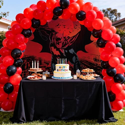 Official DC Batman Party Backdrop Banner 3x5ft – Red City Night Design for Birthdays & Decor