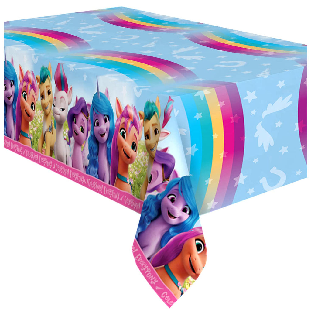 Officially Licensed My Little Pony Plastic Tablecloth 54x108 Inches - Mane 5 Characters