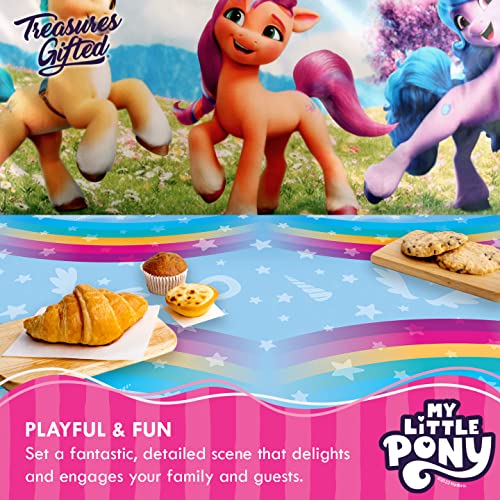 Officially Licensed My Little Pony Plastic Tablecloth 54x108 Inches - Mane 5 Characters
