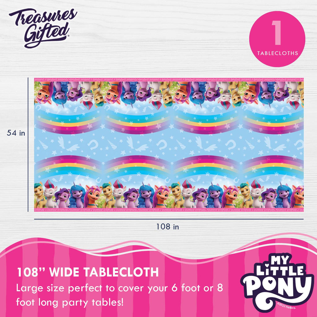 Officially Licensed My Little Pony Plastic Tablecloth 54x108 Inches - Mane 5 Characters